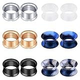 Gauges:0g(8mm) VF VFUN 6 Pares de Dilatadores de Silicona de Acero Inoxidable 8MM 0G Ear Plugs Tunnels Double Flared Ear Estensore Expander