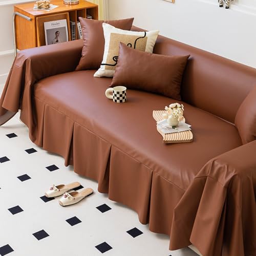 Fundas de Sofá de Piel Sintética Impermeables con Faldón Antimanchas y Perros Arañazo Protector de Muebles para Perros Anti-desgarros para el Hogar y la Decoración