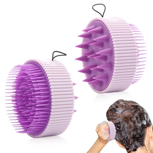 Image of HANNEA Scalp Massager Brush 3.15 Inch Diameter 2 In 1 Double Sided Wet Dry