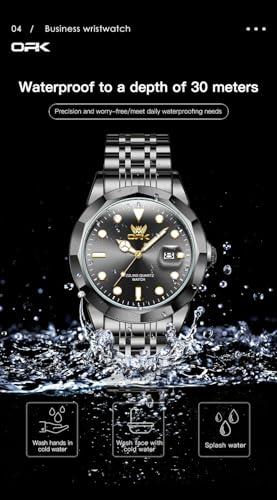 Image of OPK Watches for Men Diamond Roman Analog Mens Watches Waterproof Large Stainless Steel Men Wrist Watch Business Father Gift Watch Blue