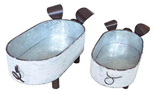 Galvanized-Metal-White-Washed-Farmhouse-Pig-Tray-Distressed-Pig-Tabletop-Centerpiece-Decor-Set-of-2 Galvanized Metal White Washed Farmhouse Pig Tray Distressed Pig Tabletop Centerpiece Decor Set of 2
