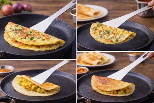 Image of Dynore Premium Stainless Steel Andhra Dosa Palta Turner - Traditional Flat Spatula for Dosa, Uttapam, Roti & Paratha - 31 cm