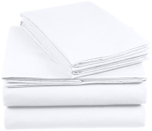 AmazonBasics 'Everyday' Bettwäscheset aus 100% Baumwolle, Weiβ 220x240cm & 2 Kissenbezüge 65x65cm