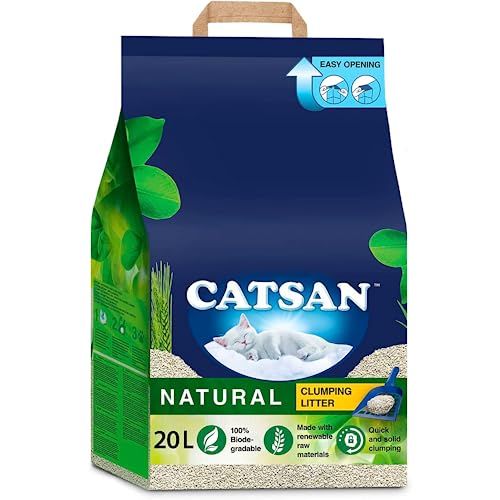 Image of Catsan Natural Clumping Cat Litter 20 Litre Bag, 100 Percent Biodegradable, Extra Absorbent