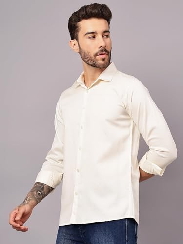 Image of FILO HEVIS Men's Solid Regular Fit Cotton Casual Shirt with Spread Collar & Full Sleeves.
