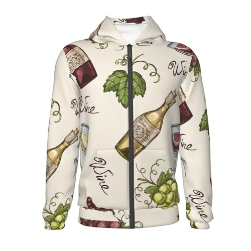 Grapes Bbottles Wine Kids Pullover Hoodies Boys Zip Up Sweatshirts Girls Athletic Clothes with Pocket2