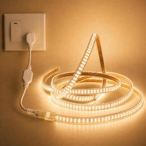 Image of 3 Meter LED Strip Light with Connector | Flexible Decorative Rope Light for Home, Bedroom, TV Backlight, Ceiling, Party & Festival Decoration (Warm White, 3 Meter)