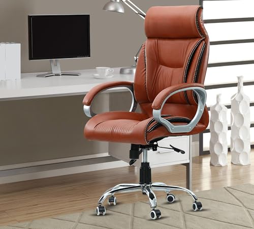 Image of High-Back Office Chair | Upholstery Primium Leatherette | Director & Executive Chair |Height Adjustable & Revolving Chair |Metal Legs & WheelBase | Top Office Chair (MSL-127)