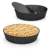AZKEEGREY Lot de 2 moules à quiche profonds de 6 cm de profondeur pour le four - Antiadhésifs - 24 cm - Avec base amovible - Moule à tarte rond profond et profond - Fond amovible pour la cuisson