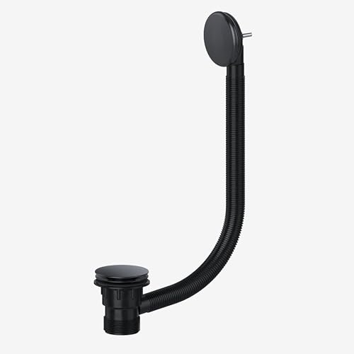 Taps2Traps - Modern Black Luxury Clicker Plug Combination Bath Waste & Overflow Click Clack Universal 1.5"
