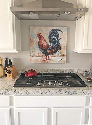 B Blingbling Rooster Picture For Kitchen Wall Art: Golden Rooster Framed Canvas Wall Art Rustic Home Decor Ready To Hang (24"X24"X1Panel) #TOP7