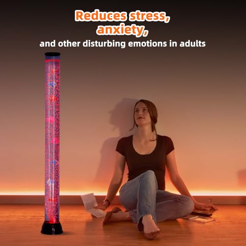 4FT Sensory LED Water Bubble Tube Lamp with 12 Fish and Color Changing Light Effects. Fantasy Bubble Fish Tube Relax for Autistic ADHD Children Alleviating Stress and Anxiety in Adults - Image 7