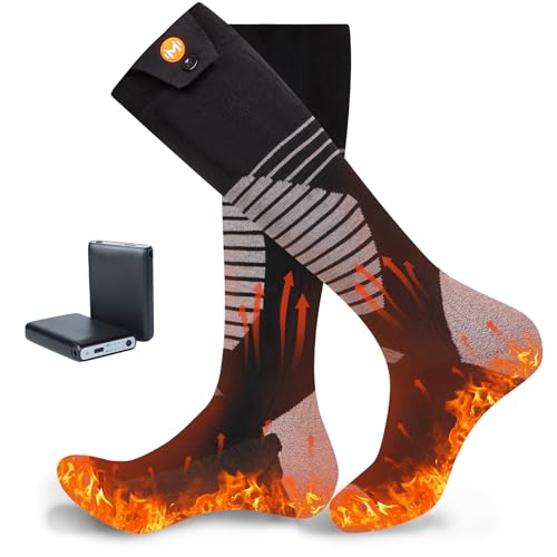 Heated Socks for Men Women, 6000mAh Battery Electric Heated Socks, Rechargeable Heating Winter Thermal Sock Foot Warmer for Outdoor Work Skiing Fishing Hunting Hiking Camping