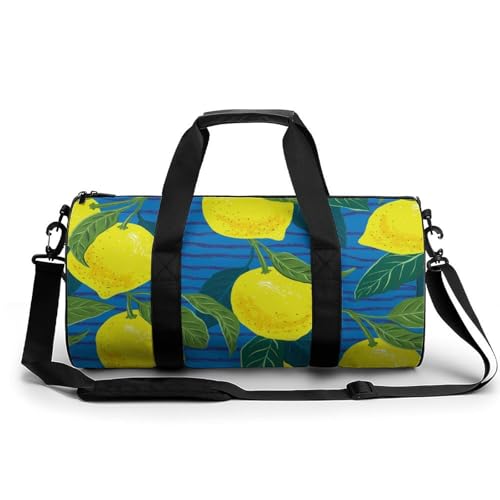 Sac week-end pratique motif citrons et rayures pour voyager léger lors de vos sorties camping