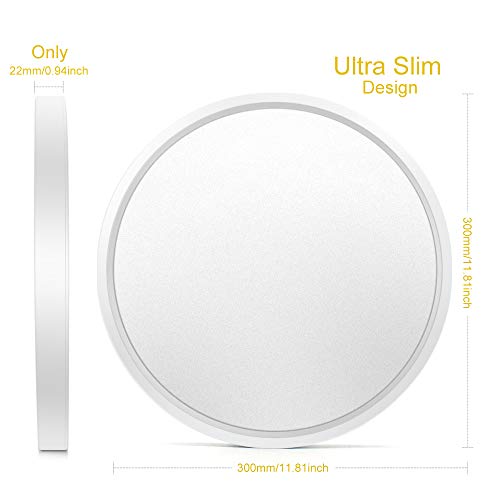 LightingWill 12 Inch LED Flush Mount Ceiling Light Fixture, 4000K Nurture White, 3200LM, 24W, Flat Modern Round Lighting Fixture, 240W Equivalent White Ceiling Lamp for Kitchens, Bedrooms.etc.
