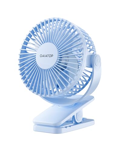 Image of Gaiatop Portable Clip on Fan Battery Operated, Small Powerful USB Table Fan, 3 Speed Quiet Rechargeable Mini Desk Fan, 360 Rotate Personal Cooling Fan for Home Office Stroller Camping