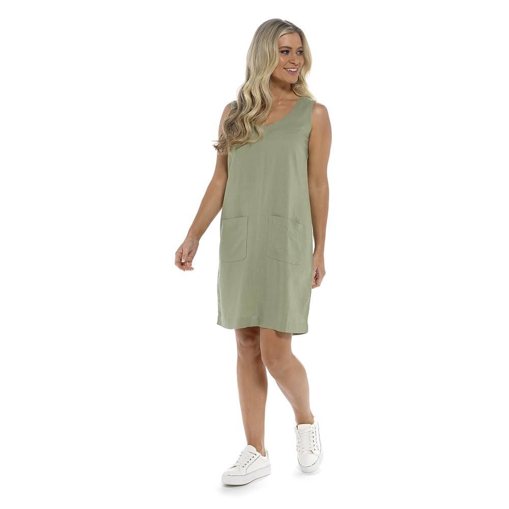 Undercover Ladies Linen Shift Dress LN761A Light Khaki 18