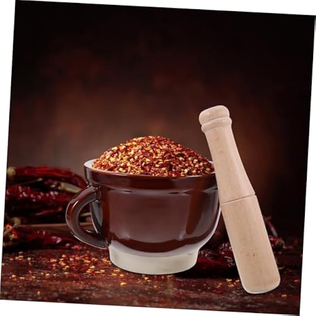 Happyyami Wooden Garlic Set Pestle Manual Garlic Mincer Bowl for Kitchen Seasoning Simple Kitchen Tool