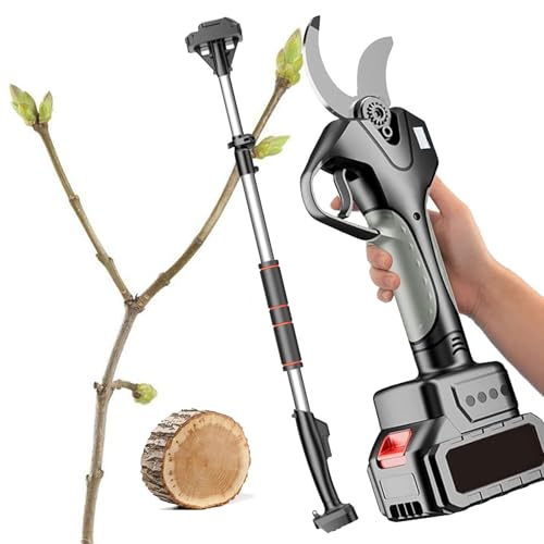 YMXEURSC Podadora eléctrica con Varilla de extensión, podadora de árboles inalámbrica de 21 V 4500 mAh, con Motor sin escobillas y Pantalla LCD (1 Battery)
