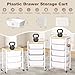 Rolling Cart with Drawers, Rolling Storage Cart with 5 Large Plastic Drawers & Wooden Tabletop, Utility Cart with Pegboards & Basket, Storage Drawers Cart for Living Room, Classroom, Bedroom, Office