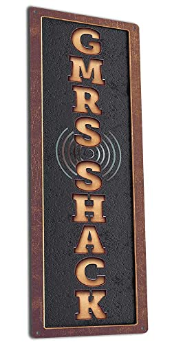 GMRS Shack, 4.25 x 11.5 Inch Aluminum Sign, Wall Decor and Gifts for Amateur, Hobby or Professional Ham Radio Operators, Instructors, Mentors, Technicians, Dispatchers AL-0412-RK3378
