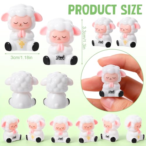 30 mini figuras de corderos de resina blancos miniatura 2