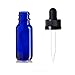 PREMIUM VIALS CREATIVE PACKAGING SOLUTIONS 1/2 Oz (15 ml) BLUE Boston Round Glass Bottle w/Child Resistant Glass Dropper - Pack of 12