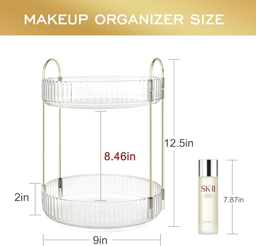 Large Rotating Makeup Organizer for Vanity & Bathroom Storage - Image 2
