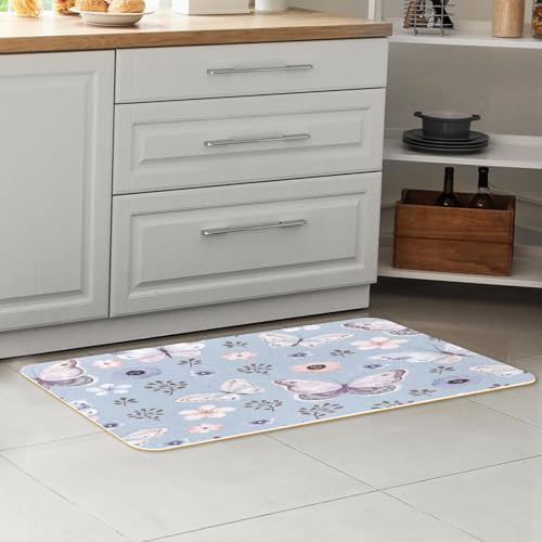 2 alfombrillas de cocina VAPOKF con mariposas lavables y antideslizantes 7