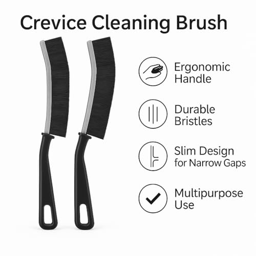 Image of Crevice Cleaning Brush, 2 Pcs Hard Bristle Multifunctional Grout Cleaning Brush for Bathroom Tile Cleaning for Home Use