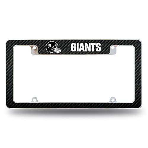 Rico Industries NFL New York Giants Black All Over Chrome Frame 12" x 6" Car/Truck Auto Accessory