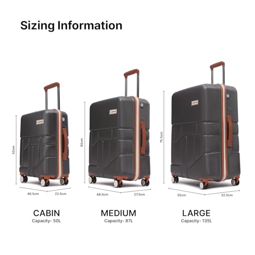 Image of uppercase Rock (S+M+L) Set of 3, Check-in Trolley Bag, Hardsided Anti-Scratch 8 Wheel Luggage, TSA Lock & Anti-Theft Zippers, Suitcase for Unisex, 2000 Days Warranty (Grey)