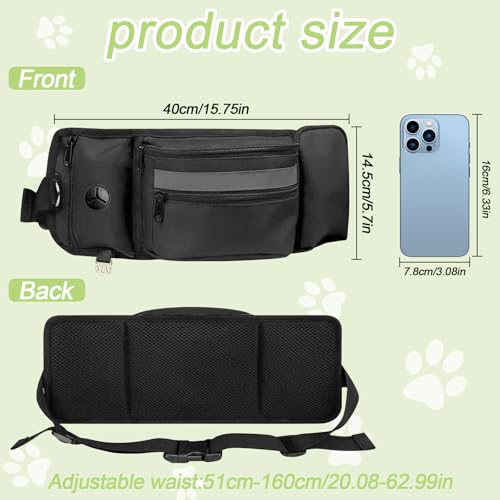 SupRovare Hunde Futterbeutel - Leckerlitasche für Hunde - Multifunktionaler Leckerlitasche mit Reflektor & Zusatzgurt - Ideal für Training und Outdoor - Schwarzer Bauchtasche für alle Hunderassen