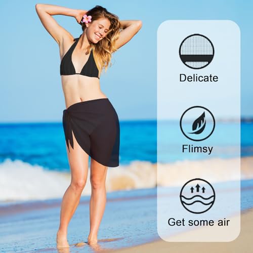 AWAVM 2 PCS Women Beach Wrap Short Sarongs Bikini Cover Up Chiffon Swimsuit Wrap Skirts for Swimwear - Image 4