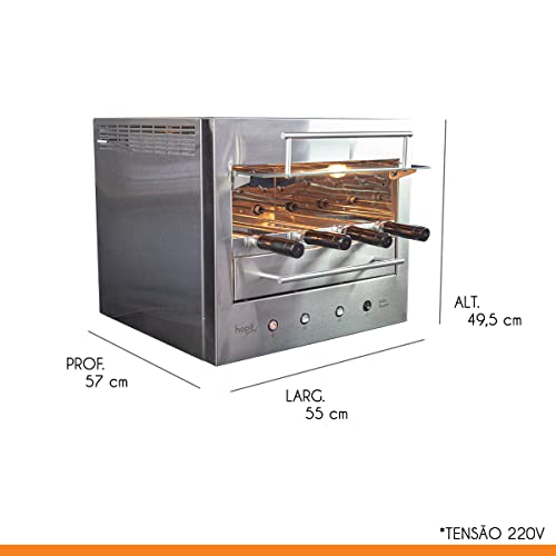 Churrasqueira Assador Pequena Elétrica para Apartamento Aço Inox 220V