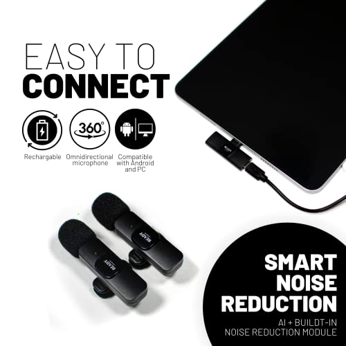 Ready Audio Professional Mini Wireless Microphones For Usb-C Compatible Android Devices And Pc. Plug & Play, W/Lapel Clip. For Live Streaming, Video Recording & Podcasts #TOP1
