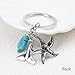SaiDian 1 Pcs Ocean Keychain Fashion Creative Silver Key Ring Turtle Starfish Pendant Metal Keychain Gift for Beach Lover