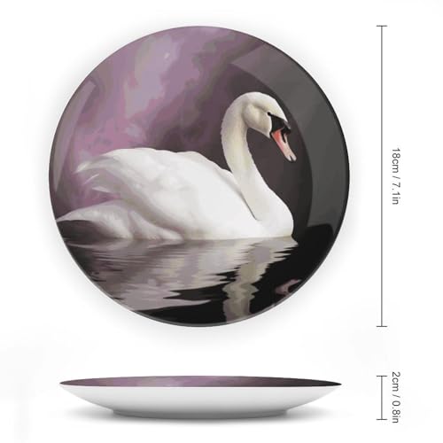 Plato decorativo de cerámica Bone China White Swan 7 pulg miniatura 2