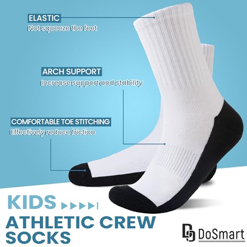 Image of DoSmart Kids Athletic Crew Socks Boys Girls Classics Cotton School Uniform Childs Sports Breathable Casual Socks 10 Pairs