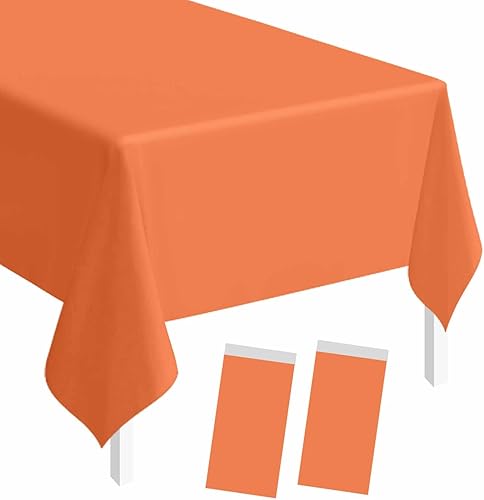 Miniatura 18 de SietDESEO Paquete de 2 manteles de plástico color rojo de 54 x 108 pulgadas, desechables de alta calidad para mesa rectangular, para bodas, baby