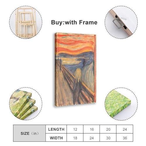 Impression sur toile The Scream Edvard Munch cadre suspendu 40x60 cm - 2