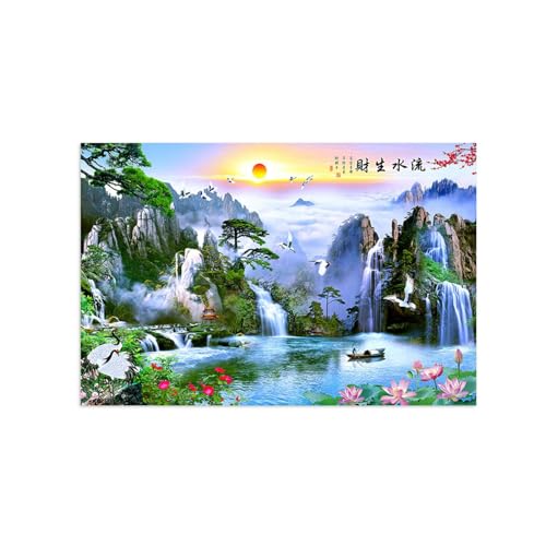 Nature image sur toile fleurs rivière décoration salon maison tableau chinois 40x60cm