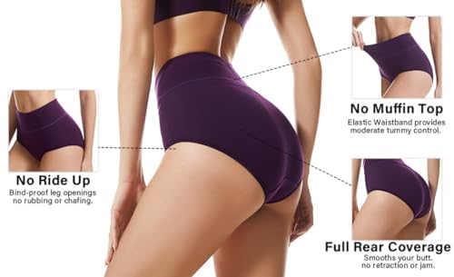 Image of GLAMORAS Women's Cotton High Waist Full Coverage Panty Set, Size M-XXL (Pack of 3 Panty) | High Rise Seamless Brief Panties for Women | Cotton Soft Tummy Support Underwear Panties for Women Combo Set