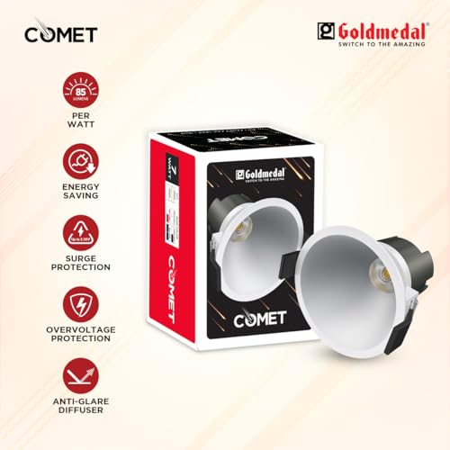 Image of Goldmedal Comet 7W LED COB Round Spotlight|Recessed Celing Light for Home,Office,Restaurant & Shop |Surge Protection up to 2.5kV | Warm White (3000K)