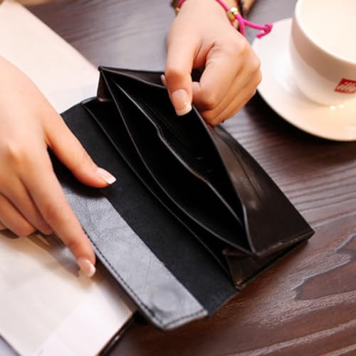 Image of Retro Leather Envelope Women's Phone Card Holder Wallet, Thin Large Capacity Multifunctiona Leather Wallet, Clutch Wallet for Mother's Day Thanksgiving Fashion Gift