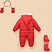 JELEUON 3 Piece All Unisex Baby Toddler One Piece Winter Warm Puffer Jacket Jumpsuit Snowsuit Romper 12-24 Months Red