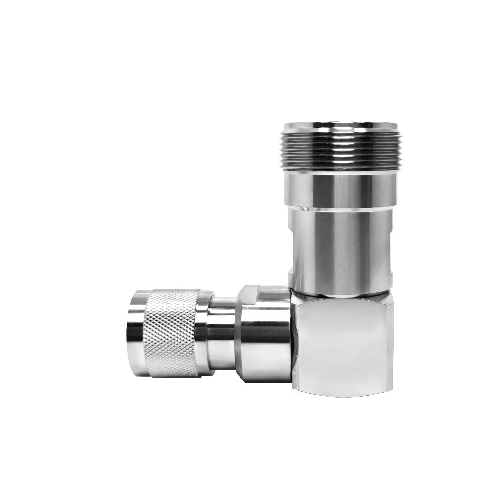 Adaptateur de connecteur coaxial haute tension LC femelle à angle droit vers HN mâle – 50 Ohm, DC-6 GHz, laiton plaqué tri-alliage