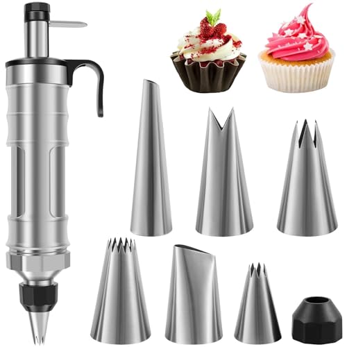 Jeringa de Repostería Cake Decorating Kits Juego de jeringas for decoración de pasteles, kit de tuberías for glaseado de magdalenas con 6 boquillas de glaseado, juego de jeringas reutilizables multifu