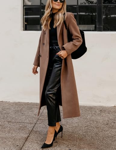 IDEALSANXUN Womens Long Wool Coats Fall Winter Notch Lapel Dressy Trench Coat Peacoat Jackets4