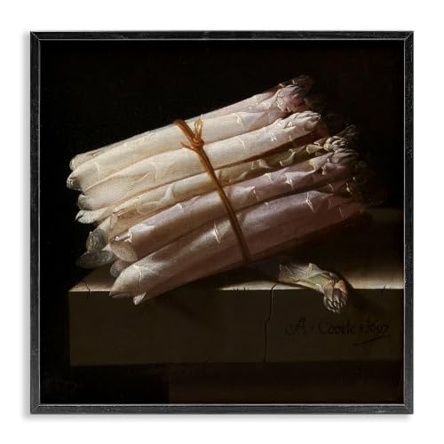 Classical Asparagus Still Life Painting, 12 x 12 Inch Framed Giclée Print